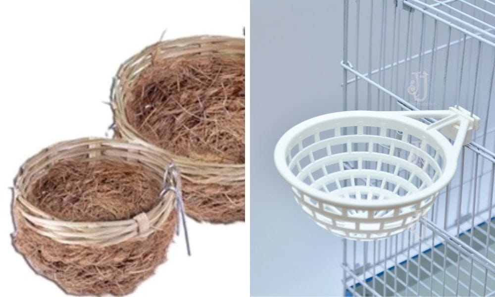 Canary nest from coconut fiber and plastic walls